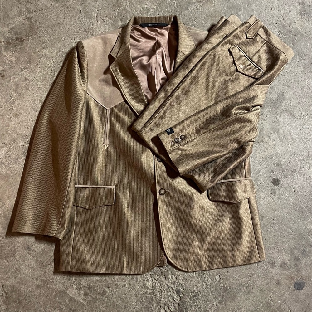 Buffalo Country Western Wear Men’s Rockabilly Rodeo Beige Full Set Suit Sz 42R